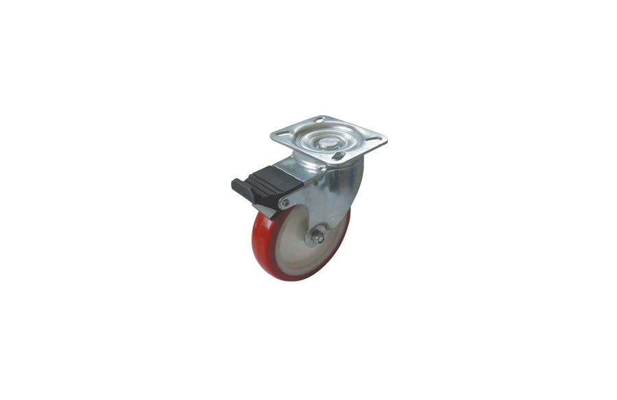 Polyamide Polyurethane Plated Disc Caster In 80 - Light Industrial Caster with Brake