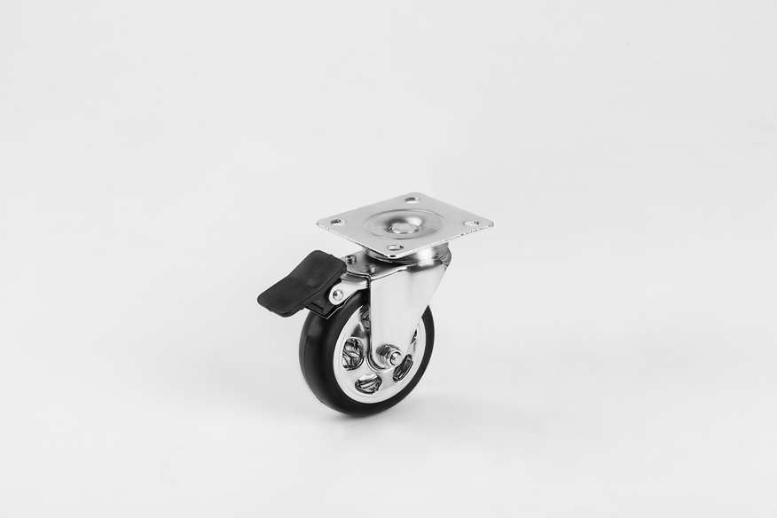 Chrom Rim Disc Caster With Brake-Decorative Furniture wheels