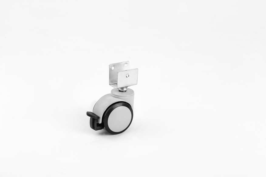 Grey Short U Disc Caster With Brake In 50mm- Office Furniture Caster