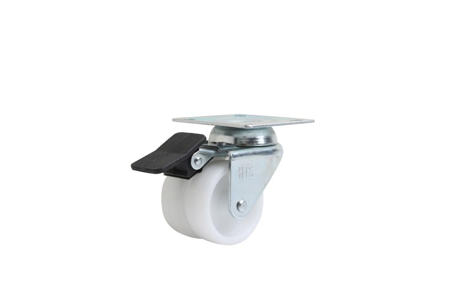 Polyamide Double Pulley Disc Caster With Brake In 50*20- Furniture Caster