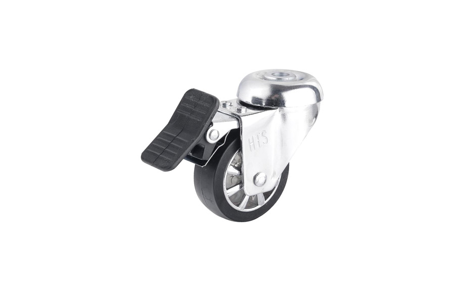 Chrome Pulley Blank Hole Caster- Chrome Covered Pulley Swivel Wheels with Brake