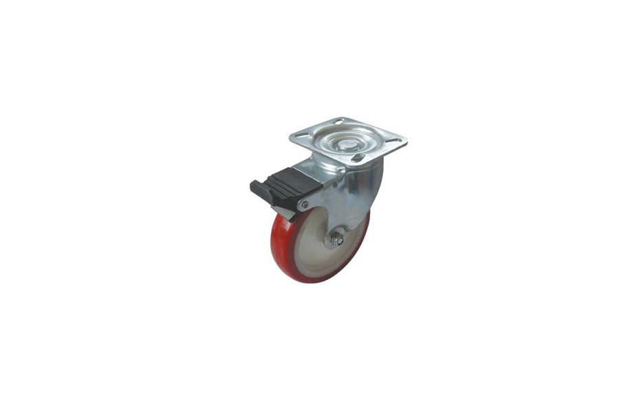Polyamide Polyurethane Plated Disc Caster With Brake-Light Industrial Caster