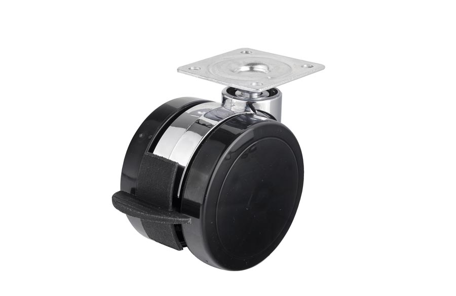 Plastic Chrome Body Disc Caster  With Brake In 65mm- Furniture Caster