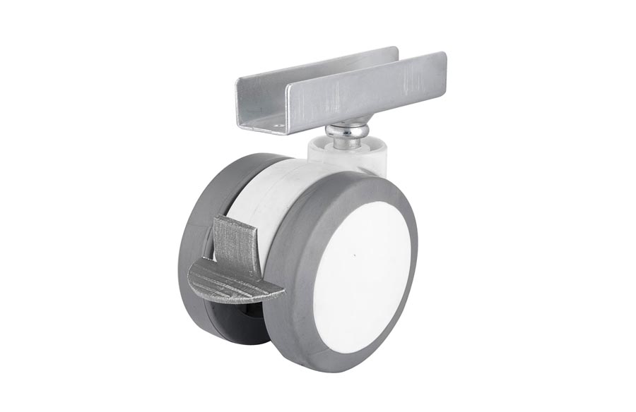 Plastic Thermo Covered U Disc Caster With Brake-Furniture Caster
