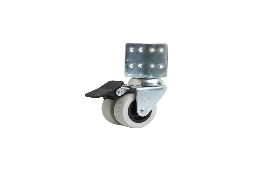 Grey Double Pulley L Disc Caster With Brake -Shelf and Display Caster
