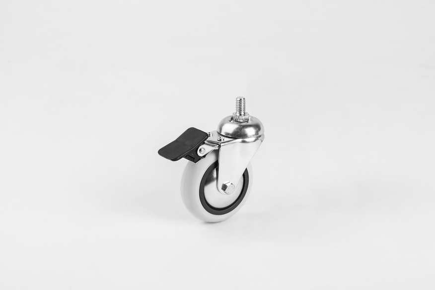 PVC Screw Caster With Brake In 75*25mm- Furniture Caster and Wheels