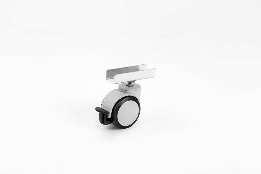 Grey Long U Disc Caster With Brake In 50mm-Office Furniture Caster