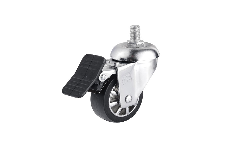 Chrome Pulley Screw Caster - Chrome Covered Pulley Swivel Wheels with Brake