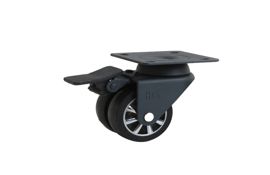 Anthracite Chrome Double Pulley Disc Caster With Brake- Decorative Furniture Castors