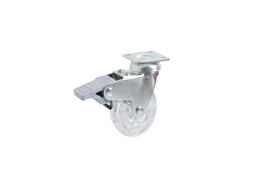 Transparent Disc Pulley With Brake - Swivel Wheels- Decorative Furniture Casters